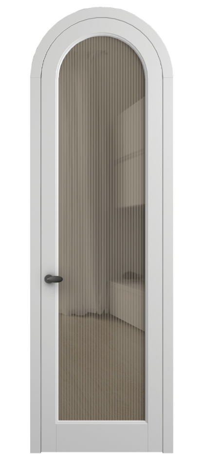 Межкомнатная дверь Palazzo 6814 Матовый белоснежный Рифлёное бронзовое стекло "Moru", триплекс Цена 830900 ₸ | Volhovec