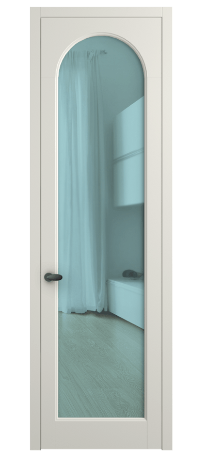 Межкомнатная дверь Палаццо 6804 Матовый жемчужный Прозрачное голубое стекло, триплекс Цена 733539 ₸ | Volhovec