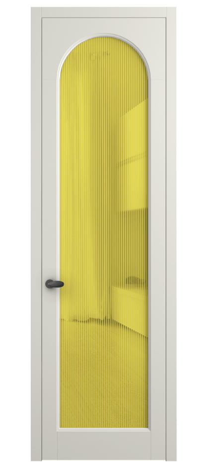 Межкомнатная дверь Palazzo 6804 Матовый жемчужный Рифлёное желтое стекло "Дюна", триплекс Цена 642900 ₸ | Volhovec