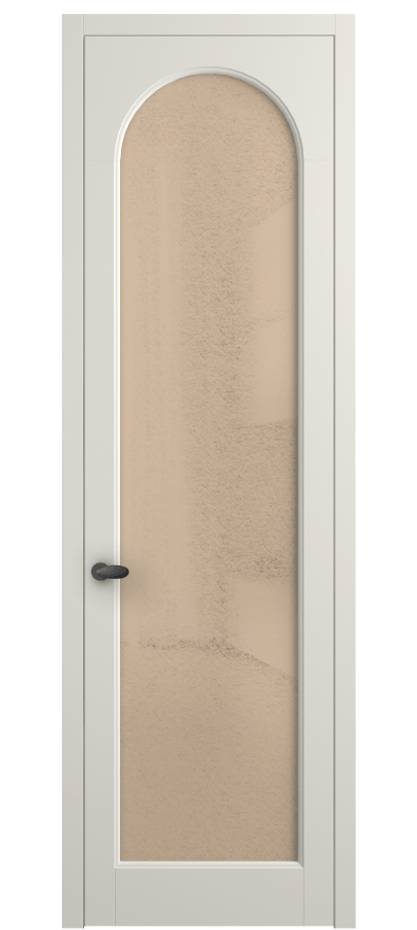 Межкомнатная дверь Palazzo 6804 Матовый жемчужный Фактурное оранжевое стекло "Лёд", триплекс Цена 642900 ₸ | Volhovec