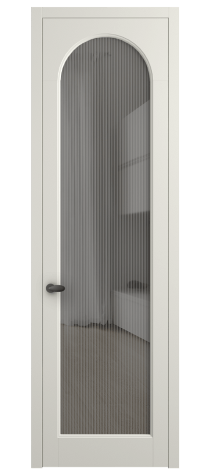 Межкомнатная дверь Palazzo 6804 Матовый жемчужный Рифлёное серое стекло "Moru", триплекс Цена 655400 ₸ | Volhovec