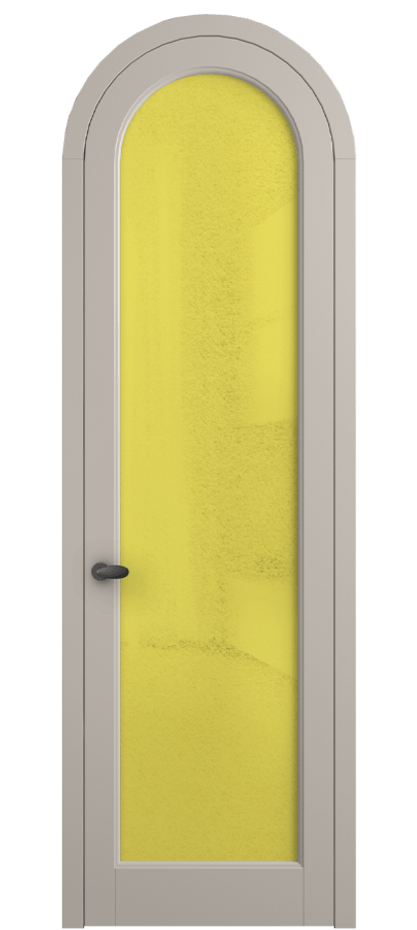 Межкомнатная дверь Палаццо 6814 Матовый светло-бежевый Фактурное жёлтое стекло "Лёд", триплекс Цена 991562 ₸ | Volhovec