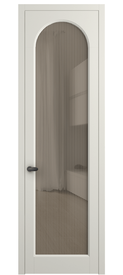 Межкомнатная дверь Palazzo 6804 Матовый жемчужный Рифлёное бронзовое стекло "Moru", триплекс Цена 655400 ₸ | Volhovec