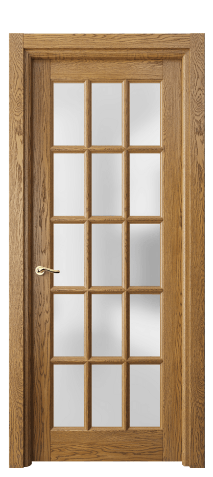 Межкомнатная дверь Lignum 0708 Дуб медовый брашированный Сатинированное стекло Цена 1018360 ₸ | Volhovec