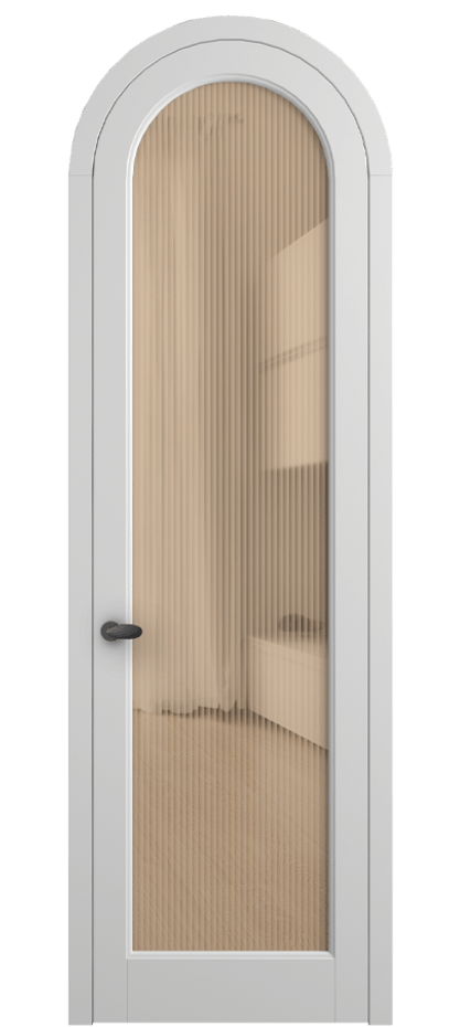 Межкомнатная дверь Palazzo 6814 Матовый белоснежный Рифлёное оранжевое стекло "Moru", триплекс Цена 830900 ₸ | Volhovec