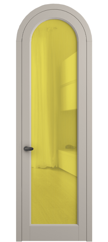 Межкомнатная дверь Палаццо 6814 Матовый светло-бежевый Рифлёное желтое стекло "Дюна", триплекс Цена 991562 ₸ | Volhovec