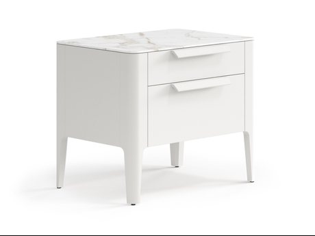 Мебель Тумба прикроватная Piega 2 ящика. Цвет Матовый тёплый серый. Материал Гладкая эмаль. Коллекция Тумба прикроватная Piega 2 ящика. Картинка.