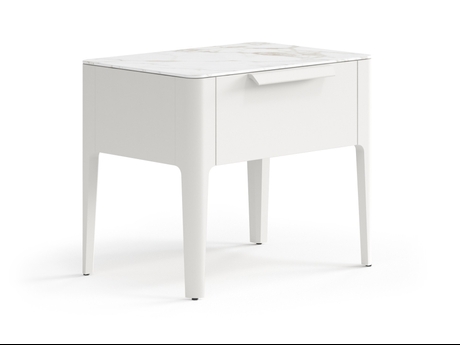 Мебель Тумба прикроватная Piega 1 ящик. Цвет Матовый тёплый серый. Материал Гладкая эмаль. Коллекция Тумба прикроватная Piega 1 ящик. Картинка.