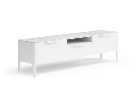 Мебель ТВ тумба Piega. Цвет Матовый пудровый белый. Материал Гладкая эмаль. Коллекция ТВ тумба Piega. Картинка.