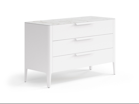 Мебель Комод Piega 3 ящика. Цвет Матовый пудровый белый. Материал Гладкая эмаль. Коллекция Комод Piega 3 ящика. Картинка.