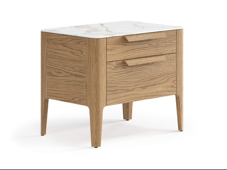 Мебель Тумба прикроватная Piega 2 ящика. Цвет Дуб мускатный матовый. Материал Массив дуба матовый. Коллекция Тумба прикроватная Piega 2 ящика. Картинка.