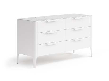 Мебель Комод Piega 6 ящиков. Цвет Матовый пудровый белый. Материал Гладкая эмаль. Коллекция Комод Piega 6 ящиков. Картинка.
