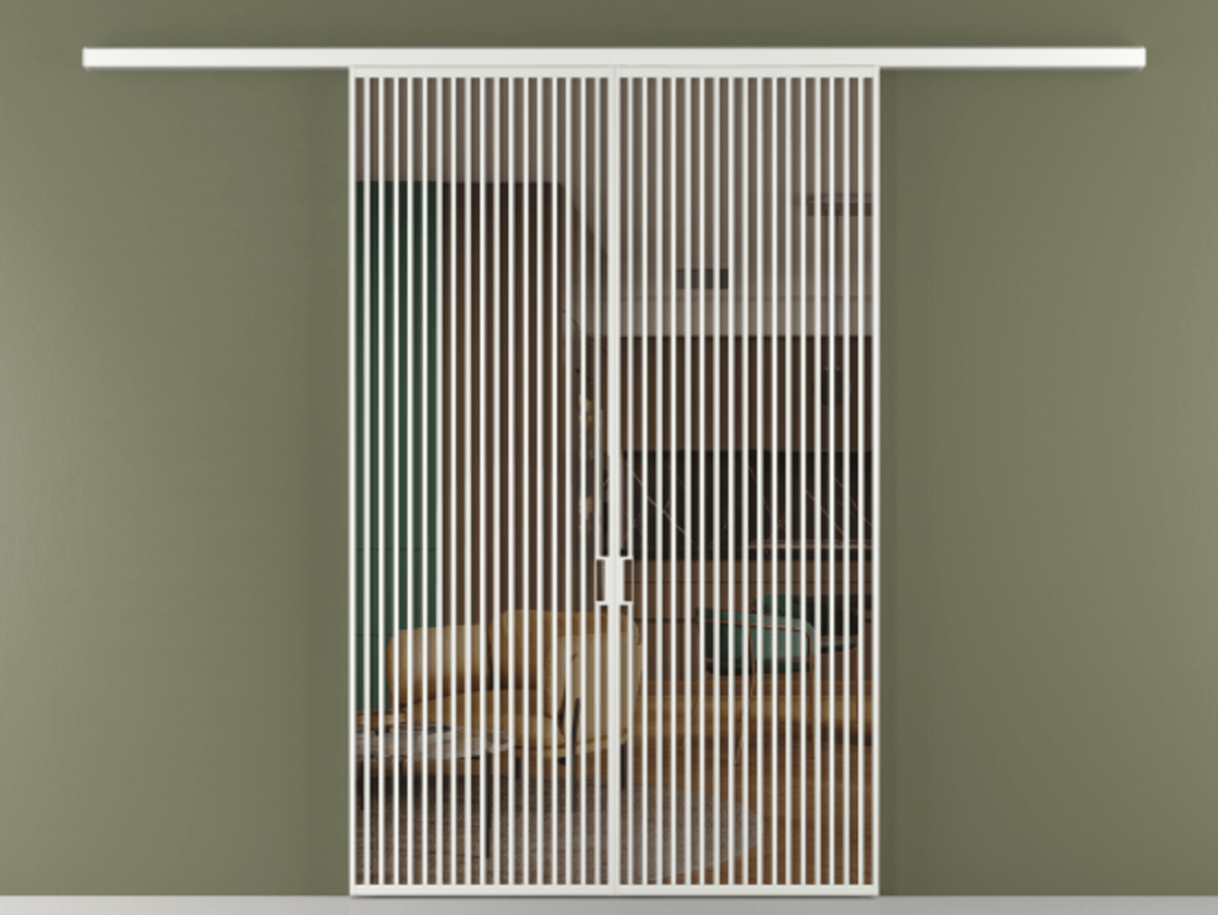 Перегородка Formato вдоль стены 2 створки АЛПР 040.06 Алюминий белоснежный Прозрачное бронзовое стекло, триплекс Цена 2244900 ₸ | Volhovec