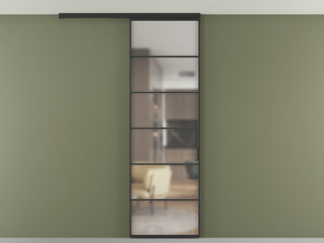 Перегородка Formato вдоль стены на потолок одностворчатая #VENDORCODE# #FURNISH# #GLASS# Цена #PRICE# #CURRENCY# | Volhovec