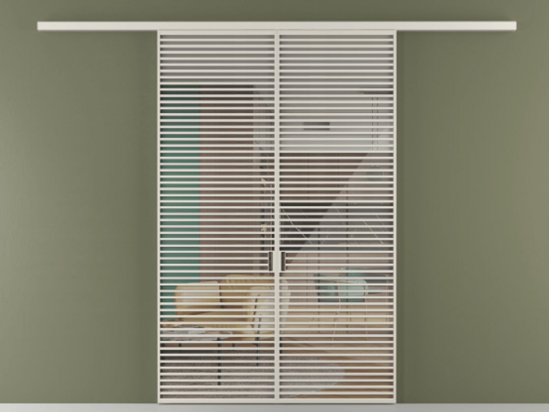 Перегородка Formato вдоль стены 2 створки АЛПР 040.07 Алюминий облачно-серый Рефлективное прозрачное стекло "Stopsol", калёное Цена 2776800 ₸ | Volhovec