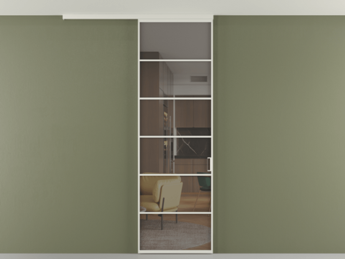 Перегородка Formato вдоль стены на потолок одностворчатая #VENDORCODE# #FURNISH# #GLASS# Цена #PRICE# #CURRENCY# | Volhovec