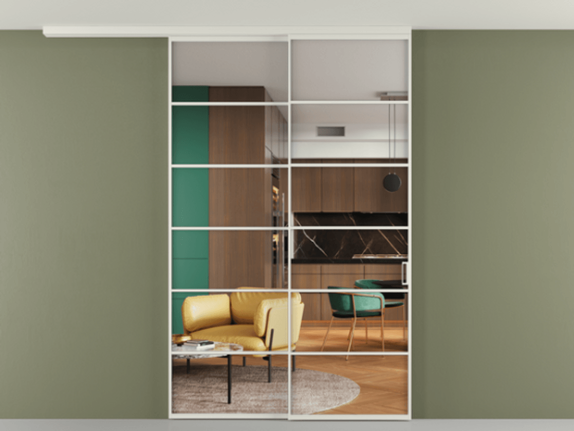 Перегородка Formato вдоль стены на потолок телескопик синхро 2 #VENDORCODE# #FURNISH# #GLASS# Цена #PRICE#  | Volhovec