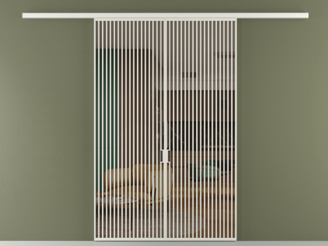 Перегородка Formato вдоль стены 2 створки АЛПР 040.06 Алюминий серый Прозрачное бронзовое стекло, триплекс Цена 2244900 ₸ | Volhovec