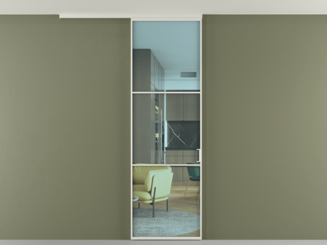 Перегородка Formato вдоль стены на потолок одностворчатая #VENDORCODE# #FURNISH# #GLASS# Цена #PRICE# #CURRENCY# | Volhovec