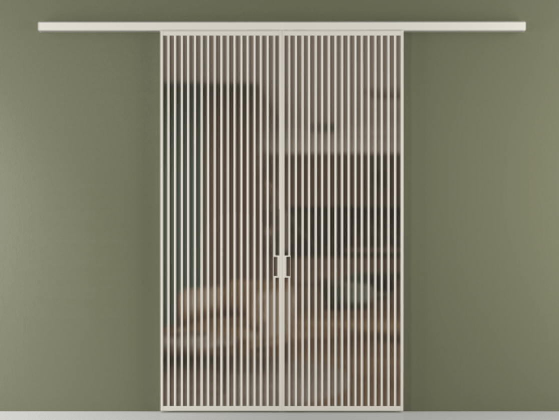 Перегородка Formato вдоль стены 2 створки АЛПР 040.06 Алюминий облачно-серый Сатинированное бронзовое стекло, триплекс Цена 2244900 ₸ | Volhovec