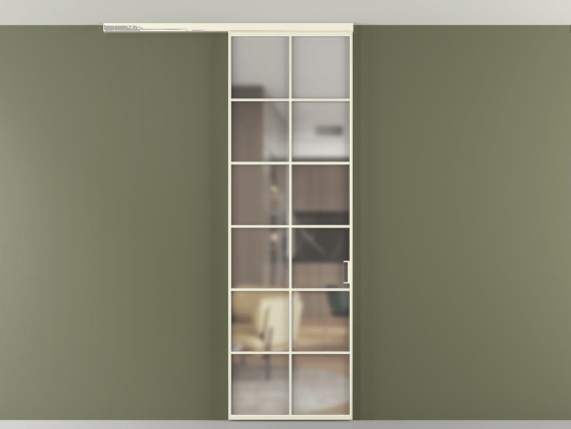 Перегородка Формато вдоль стены на потолок 1 створка АЛПР 040.05 Алюминий молочно-белый Сатинированное стекло "Мателюкс Кристал Вижн", калёное, матовое, каленое 6 мм Цена 1013720 ₸ | Volhovec