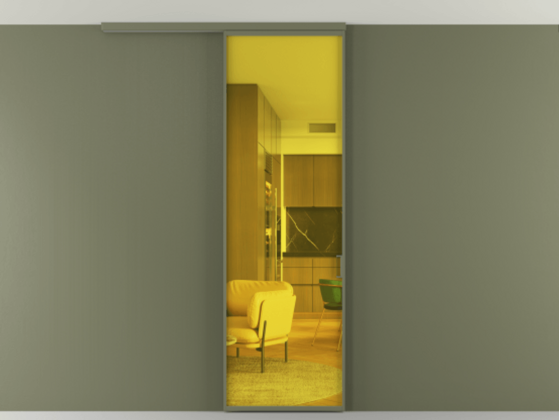 Перегородка Formato вдоль стены на потолок одностворчатая #VENDORCODE# #FURNISH# #GLASS# Цена #PRICE# #CURRENCY# | Volhovec