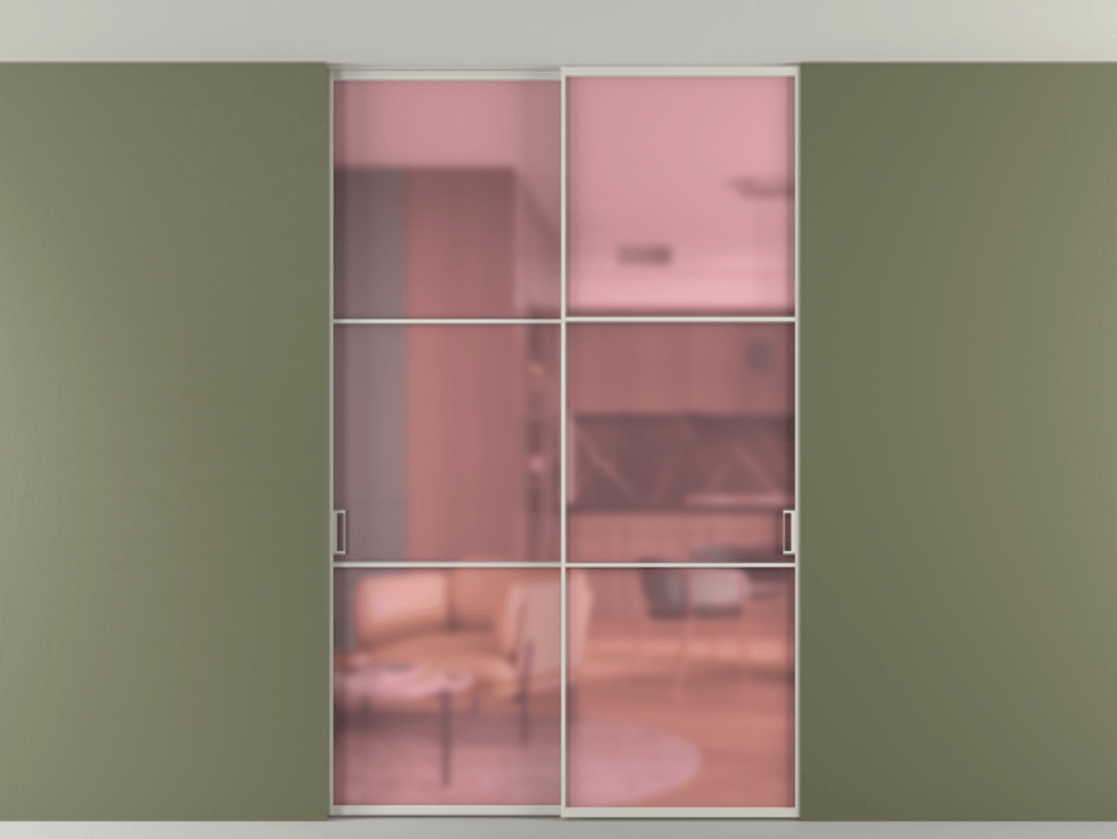 Перегородка Formato внутри проёма скрытое крепление в потолок 2 створки АЛПР 040.03 Алюминий тёплый серый Сатинированное розовое стекло, триплекс. Цена 1600400 ₸ 1. Полотно 2 шт. (800/2100 мм)
2. Комплект установки раздвижной системы
3. Базовый комплект фурнитуры
4. Ручка RONDO. Фабрика дверей Волховец 8 (800) 551 43 19 Перегородка Formato внутри проёма скрытое крепление в потолок 2 створки АЛПР 040.03 Алюминий тёплый серый Сатинированное розовое стекло, триплекс Цена 1600400 ₸ | Volhovec