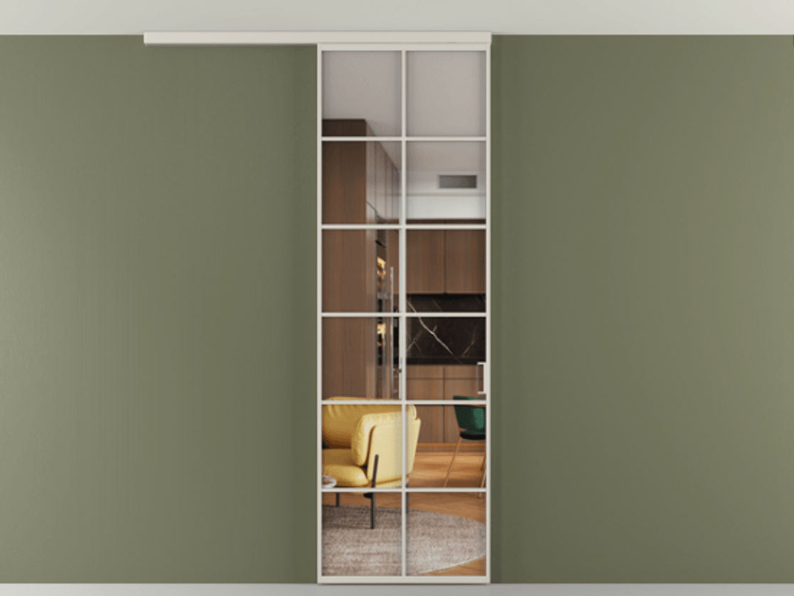 Перегородка Formato вдоль стены на потолок одностворчатая #VENDORCODE# #FURNISH# #GLASS# Цена #PRICE# #CURRENCY# | Volhovec