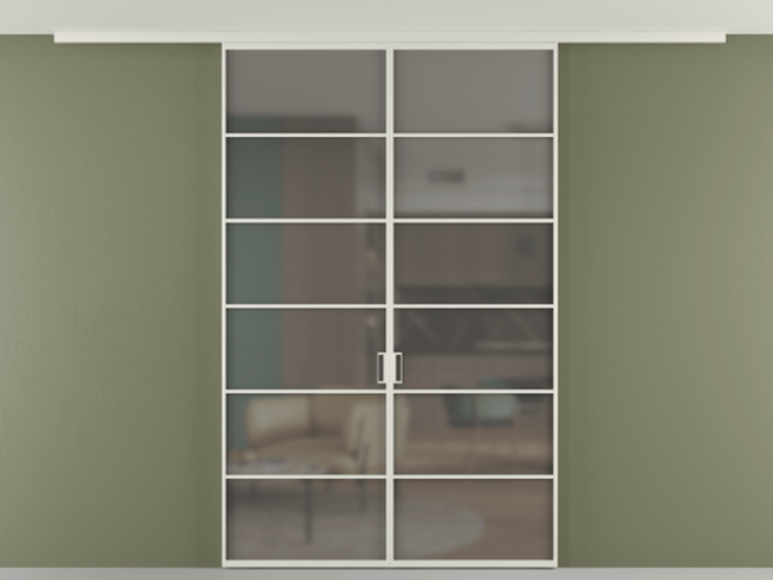 Перегородка Formato вдоль стены на потолок двустворчатая #VENDORCODE# #FURNISH# #GLASS# Цена #PRICE# #CURRENCY# | Volhovec