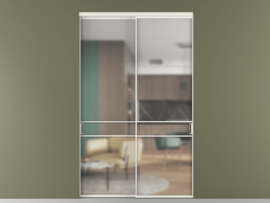 Перегородка Formato внутри проёма 2 створки АЛПР 040.02 Алюминий светло-серый Сатинированное стекло "Matelux Crystal Vision", калёное, матовое, каленое 6 мм Цена 2984590 ₸  | Volhovec