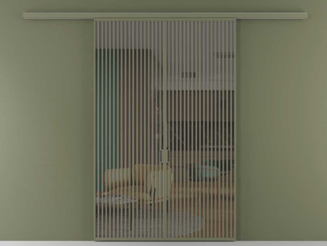 Перегородка Formato вдоль стены двустворчатая АЛПР 040.06 Алюминий оливковый тёмный Прозрачное серое стекло, триплекс Цена 2244900 ₸ | Volhovec