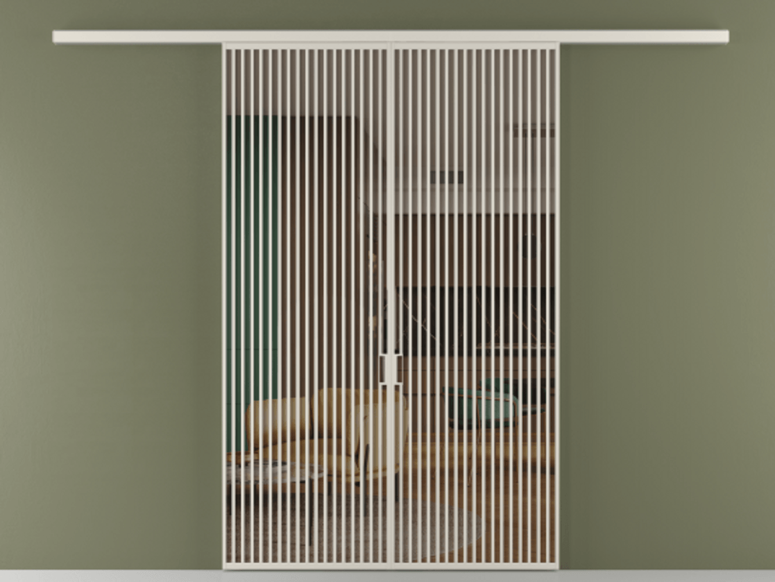 Перегородка Formato вдоль стены 2 створки АЛПР 040.06 Алюминий облачно-серый Прозрачное бронзовое стекло, триплекс Цена 2244900 ₸ | Volhovec