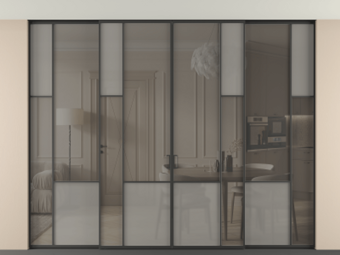 Перегородка Mosaic внутри проема четырёхстворчатая в потолок #VENDORCODE# #FURNISH# #GLASS# Цена #PRICE# #CURRENCY# | Volhovec