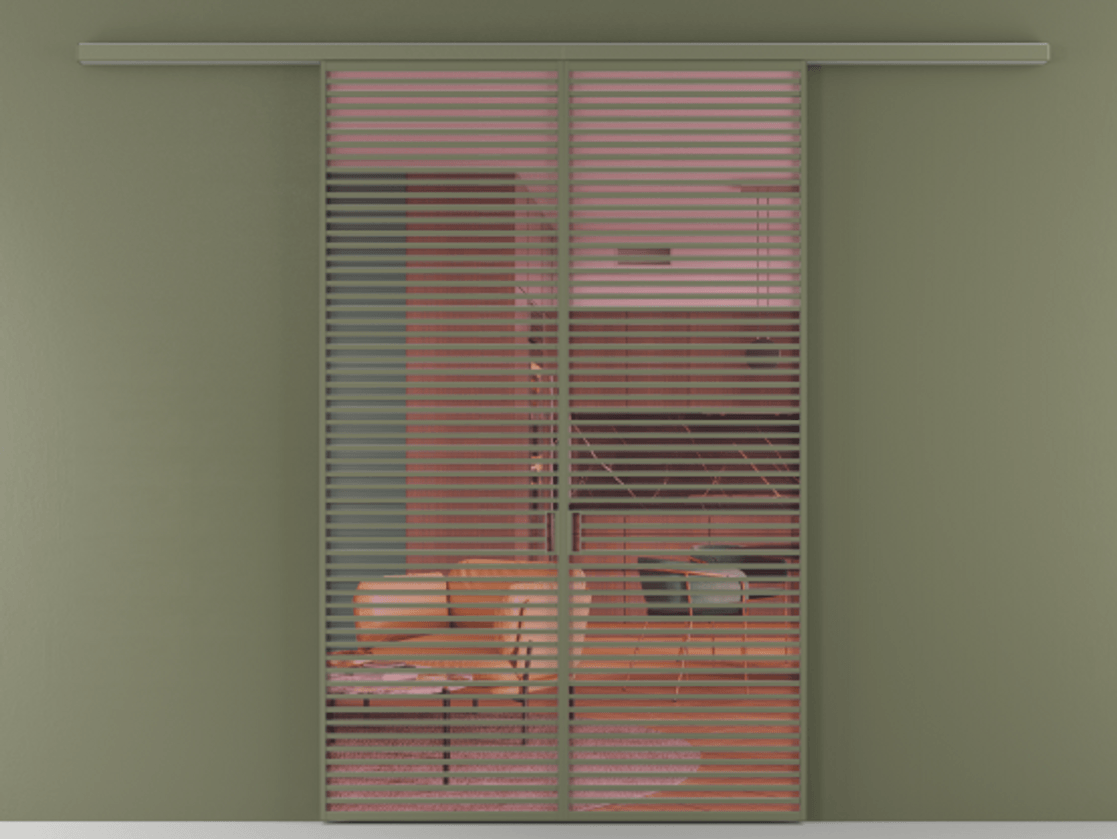 Перегородка Formato вдоль стены 2 створки АЛПР 040.07 Алюминий оливковый тёмный Прозрачное розовое стекло, триплекс Цена 2677000 ₸ | Volhovec