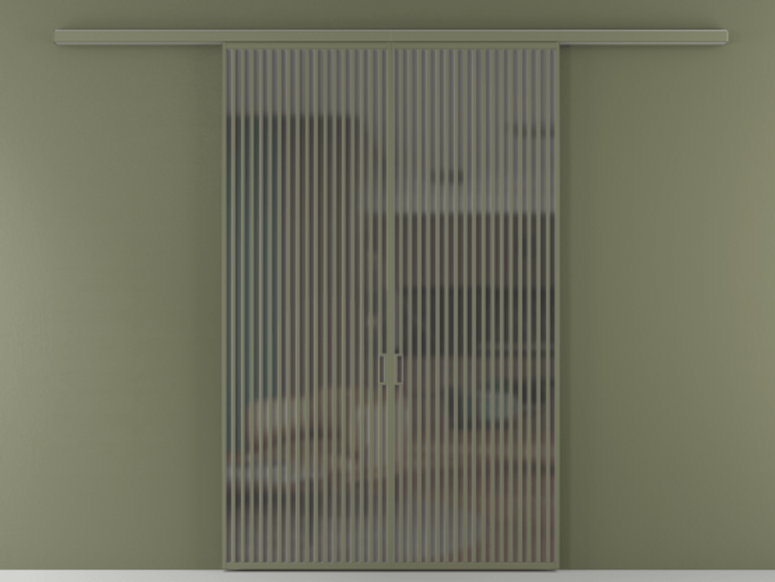 Перегородка Formato вдоль стены 2 створки АЛПР 040.06 Алюминий оливковый тёмный Сатинированное серое стекло, триплекс Цена 2244900 ₸ | Volhovec