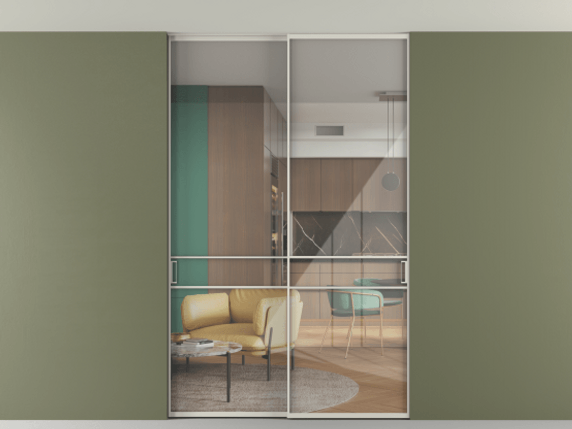 Перегородка Formato внутри проёма скрытое крепление в потолок 2 створки АЛПР 040.02 Алюминий облачно-серый Рефлективное прозрачное стекло "Stopsol", калёное. Цена 1906440 ₸ 1. Полотно 2 шт. (800/2100 мм)
2. Комплект установки раздвижной системы
3. Базовый комплект фурнитуры
4. Ручка RONDO. Фабрика дверей Волховец 8 (800) 551 43 19 Перегородка Formato внутри проёма скрытое крепление в потолок 2 створки АЛПР 040.02 Алюминий облачно-серый Рефлективное прозрачное стекло "Stopsol", калёное Цена 1906440 ₸ | Volhovec