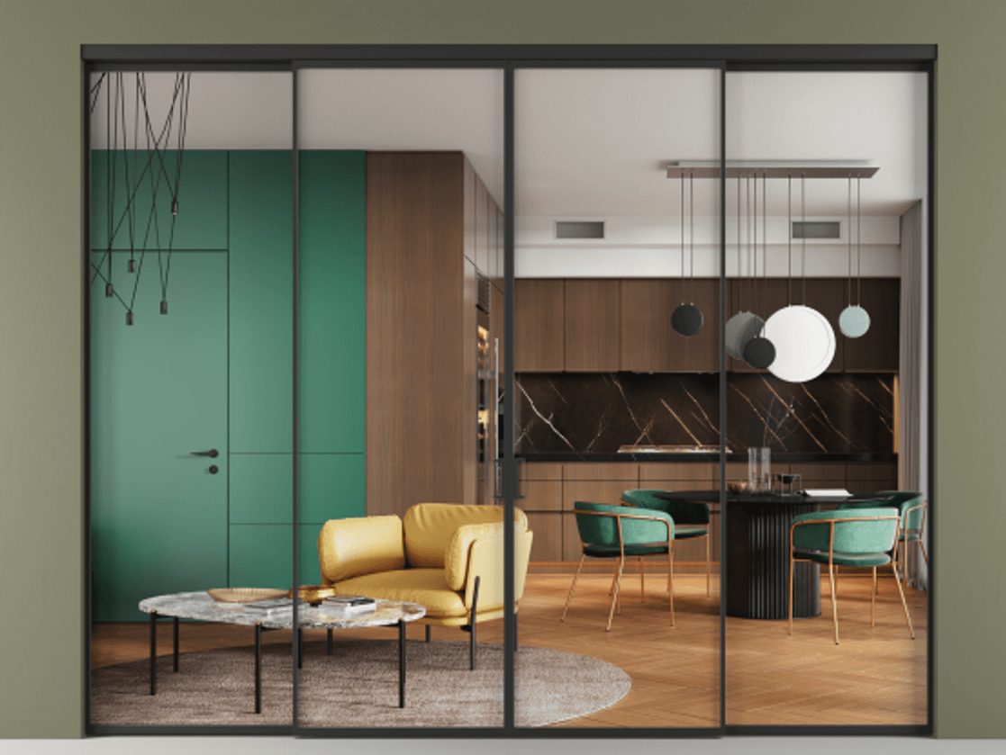 Перегородка Formato внутри проёма четырёхстворчатая АЛПР 040.01 Алюминий Черный Прозрачное стекло "Crystal Vision", калёное, 6 мм. Скрытый короб ЧЕР Цена 2318780 ₸ 1. Полотно 4 шт. (800/2100 мм)
2. Комплект установки раздвижной системы
3. Базовый комплект фурнитуры
4.Ручка RONDO. Фабрика дверей Волховец 8 (800) 551 43 19 Перегородка Formato внутри проёма четырёхстворчатая АЛПР 040.01 Алюминий Черный Прозрачное стекло "Crystal Vision", калёное, 6 мм Цена 2318780 ₸ | Volhovec