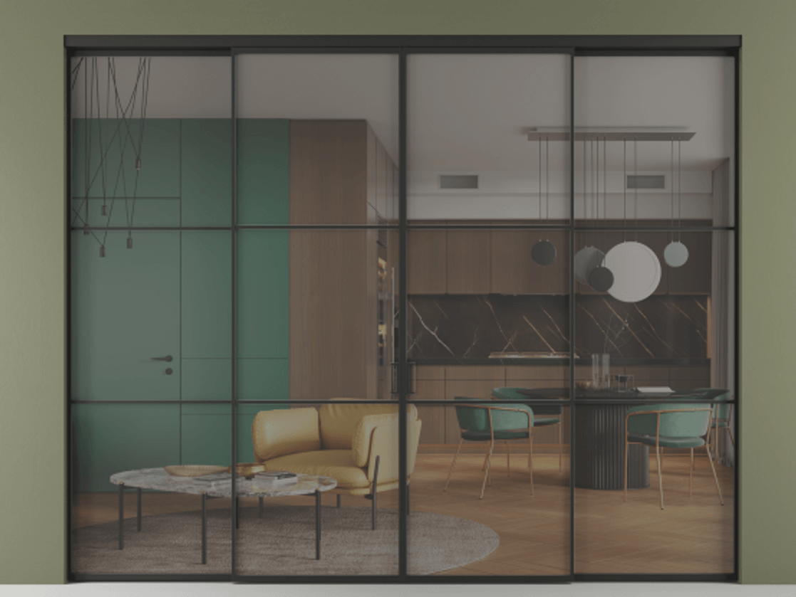 Перегородка Formato внутри проёма четырёхстворчатая #VENDORCODE# #FURNISH# #GLASS# Цена #PRICE# #CURRENCY#  | Volhovec