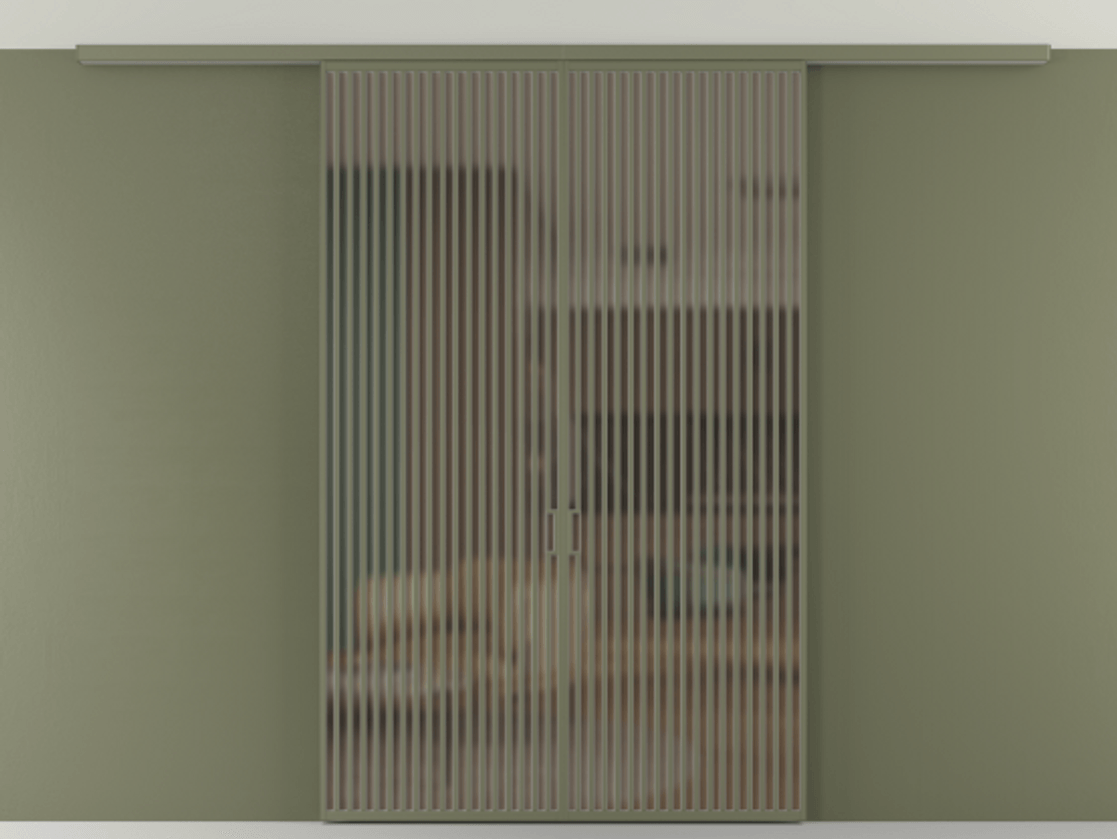 Перегородка Формато вдоль стены на потолок 2 створки АЛПР 040.06 Алюминий оливковый тёмный Сатинированное бронзовое стекло, триплекс Цена 3353011 ₸ | Volhovec