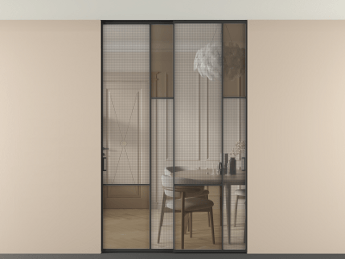 Перегородка Mosaic внутри проема двустворчатая в потолок #VENDORCODE# #FURNISH# #GLASS# Цена #PRICE# #CURRENCY# | Volhovec