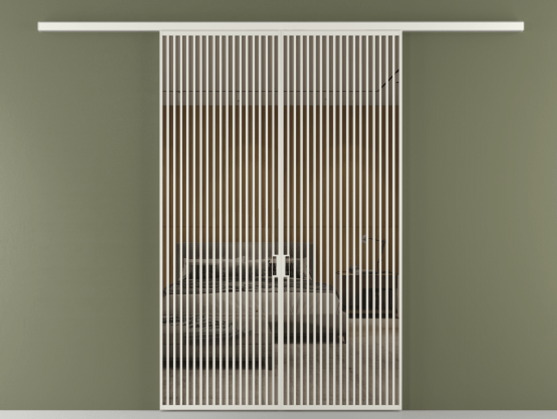 Перегородка Formato вдоль стены двустворчатая АЛПР 040.06 Алюминий серый Рефлективное бронзовое стекло "Stopsol", калёное Цена 2776800 ₸ | Volhovec