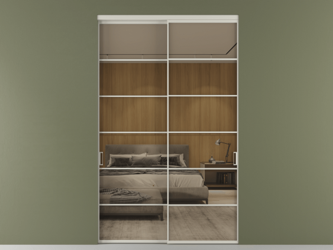 Перегородка Formato внутри проёма 2 створки АЛПР 040.04 Алюминий тёплый серый Рефлективное бронзовое стекло "Stopsol", калёное Цена 3081940 ₸  | Volhovec