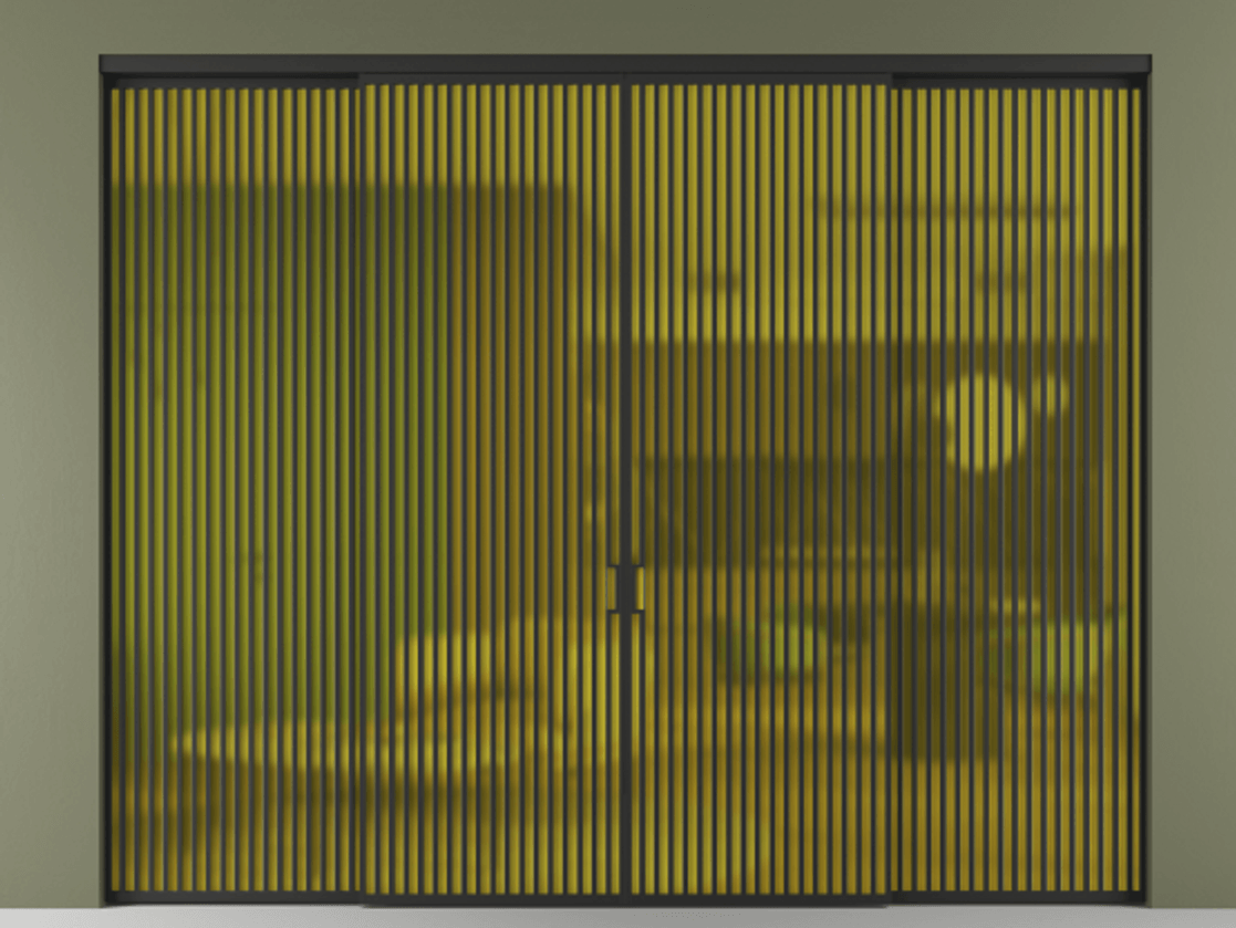 Перегородка Formato внутри проёма 4 створки АЛПР 040.06 Алюминий Черный Сатинированное жёлтое стекло, триплекс Цена 3884800 ₸  | Volhovec