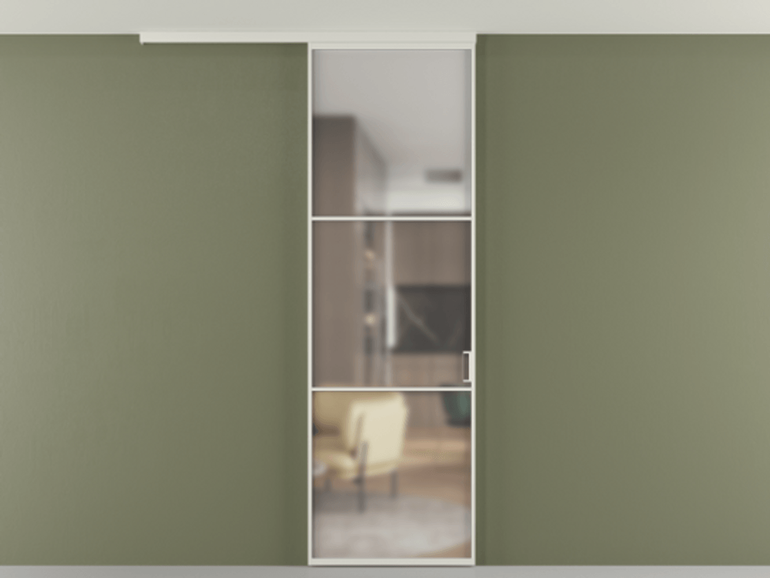 Перегородка Formato вдоль стены на потолок одностворчатая #VENDORCODE# #FURNISH# #GLASS# Цена #PRICE# #CURRENCY# | Volhovec