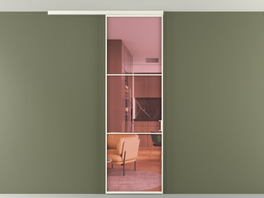 Перегородка Formato вдоль стены на потолок одностворчатая #VENDORCODE# #FURNISH# #GLASS# Цена #PRICE# #CURRENCY# | Volhovec