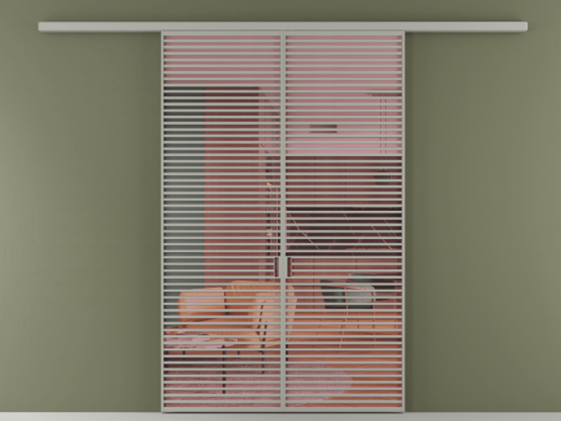 Перегородка Formato вдоль стены 2 створки АЛПР 040.07 Алюминий нейтральный серый Прозрачное розовое стекло, триплекс Цена 2677000 ₸ | Volhovec