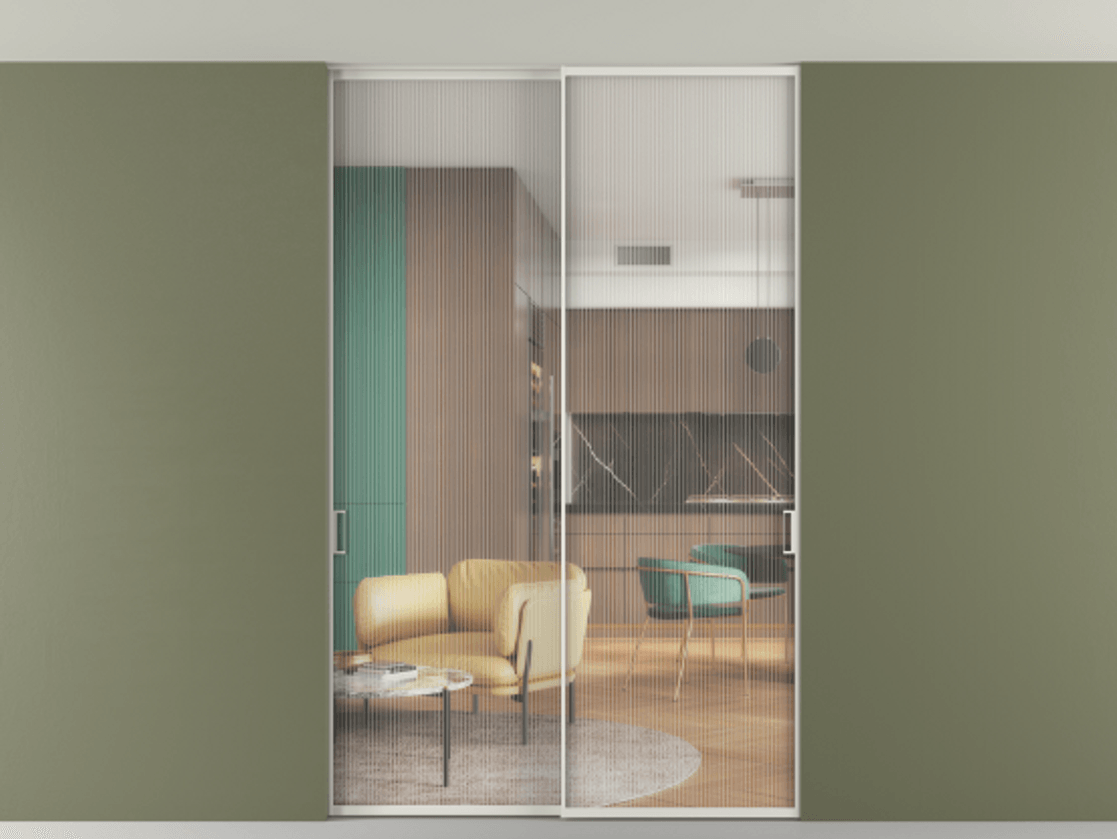 Перегородка Formato внутри проёма скрытое крепление в потолок 2 створки АЛПР 040.01 Алюминий серый Рифлёное стекло "Moru", триплекс. Цена 1832310 ₸ 1. Полотно 2 шт. (800/2100 мм)
2. Комплект установки раздвижной системы
3. Базовый комплект фурнитуры
4. Ручка RONDO. Фабрика дверей Волховец 8 (800) 551 43 19 Перегородка Formato внутри проёма скрытое крепление в потолок 2 створки АЛПР 040.01 Алюминий серый Рифлёное стекло "Moru", триплекс Цена 1832310 ₸ | Volhovec