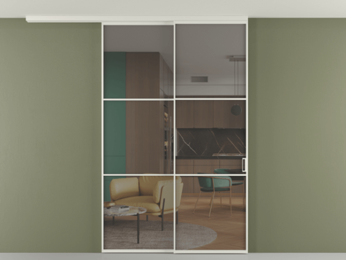 Перегородка Formato вдоль стены на потолок телескопик синхро 2 #VENDORCODE# #FURNISH# #GLASS# Цена #PRICE#  | Volhovec