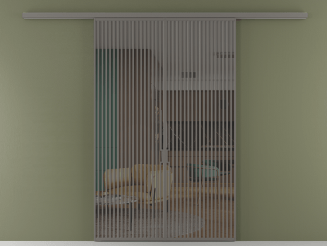 Перегородка Formato вдоль стены 2 створки АЛПР 040.06 Алюминий классический серый Прозрачное серое стекло, триплекс Цена 2244900 ₸ | Volhovec