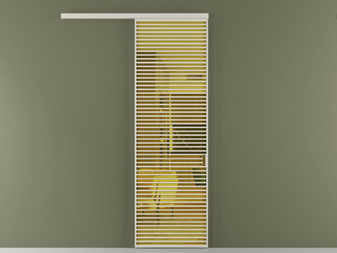 Перегородка Formato вдоль стены 1 створка АЛПР 040.07 Алюминий облачно-серый Прозрачное жёлтое стекло, триплекс Цена 1367200 ₸  | Volhovec